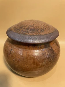Vintage Handmade Studio Art Pottery Brown Ceramic Lidded Jar - Picture 1 of 7