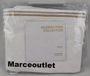 Hudson Park Italian Linens Cotton Percale CAL KING Bedskirt White / Champagne