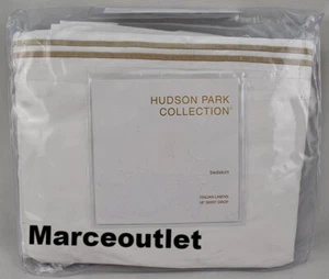 Hudson Park Italian Linens Cotton Percale QUEEN Bedskirt White / Champagne - Picture 1 of 3