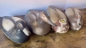 4 Vintage Duck Decoys 3 Animal Trap + 1 Very Rare Blue/Teal Feather Herter’s - Picture 1 of 24
