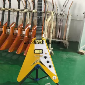 Tastiera Chitarra Elettrica Massiccia Colore Giallo Ebano Oro Hardware Spedizione Rapida - Foto 1 di 12