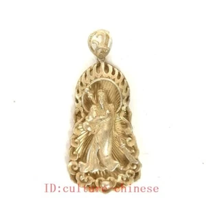 2.5 Inch Old Chinese Tibet Silver Carving God of wealth Guan Yu Statue Pendant - Picture 1 of 6
