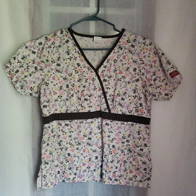 Dickies Scrub Top Flowers Bird Coquette Scrubs Medical Vet Dental Women Size UNK - Image 1 of 4