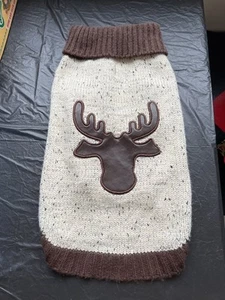 Pupteck Dog Sweater Winter Warm Jacket with Moose Head Faux Leather decoration - Picture 1 of 2