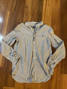 Camisa Ralph Lauren 18-20 Marrón Cuadros Guinga Manga Larga Con Botones Poni - Imagen 1 de 7