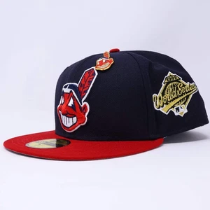 NEW Navy Cleveland Indian Chief Wahoo 1995 World Series Banned 59fifty New Era F - Picture 1 of 11