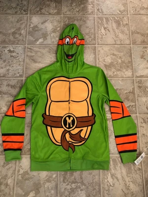 Ninja Turtles Michelangelo Hoodie Jacket Size L Childrens Sweatshirt Costume New - Image 1 of 4