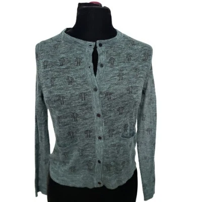 Suéter Cárdigan Semi Transparente Hoss Intropia by Anthropologie Mezcla de Lino Palmera Foto 1 de 4