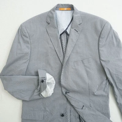 Blazer para hombre Bianco Brioni Firenze gris azul cuadros italiano talla 42L ribete EE. UU. Foto 1 de 4