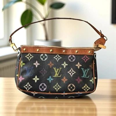 LOUIS VUITTON 复古 X Takashi Murakami 黑色 Monogram Pochette — 第 1/4 张图片