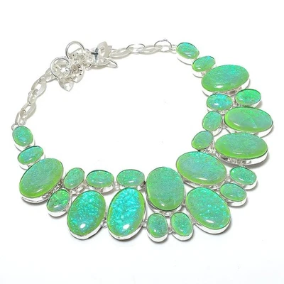 Green Australian Triplet Opal 925 Sterling Silver Ethnic Jewelry Necklace 18" Z9 - Image 1 of 4