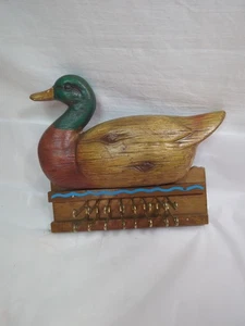 Vintage Mallard Duck Wood Key Tie Belt Rack Wall Mount Cabin Handmade  - Picture 1 of 20