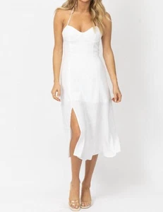 Crescent bustier halter linen midi dress size L - Picture 1 of 5