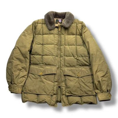 Vintage 50s 60s Eddie Bauer Down Jacket Coat Blizzard Proof Men Large Fur Collar - Image 1 of 4