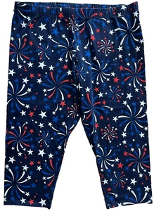 Capri Legging Blue Patriotic Stars Print Size XXL 19 33"x26" No Boundaries  - Picture 1 of 6