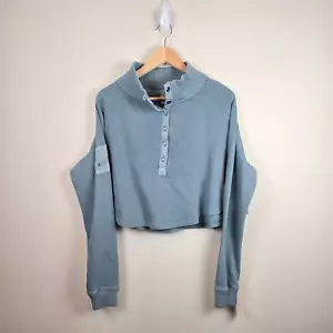 Free People Movement So Fly Henley Layer Gr. M Midnight Jade Ribbed Crop Shirt - Bild 1 von 4