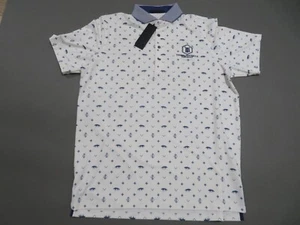 Greyson Poloshirt Herren Large Stalking Goat Print weiß Golf Stretch Performance - Bild 1 von 8