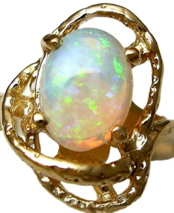 Ring 14 Karat Gelbgold ovaler australischer Opal - Bild 1 von 6
