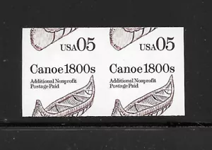 IMPERFORATE + MISCUT ERROR Pair, Scott #2453a, 5c Canoe, MNH, Cat. $225.00 - Picture 1 of 1