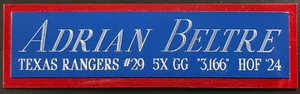 ADRIAN BELTRE RANGERS NAMEPLATE FOR AUTOGRAPHED Signed BAT-JERSEY-BASEBALL-PHOTO - Picture 1 of 5