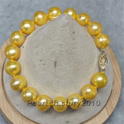 HERMOSA PULSERA DE PERLAS BLANCAS GENUINAS MAR DEL SUR 7,5"-8" AAA+ 9-10 MM CIERRE 14K Foto 1 de 2