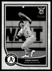 2018 Topps Big League Black and White Khris Davis 24/50 Oakland Athletics #58 - Picture 1 of 2