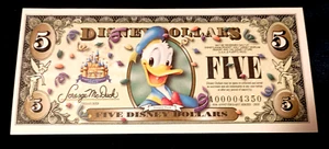 Disney 5 Dollars 2005 A Series Donald Duck Uncirculated VERY LOW serial # 0000 - Picture 1 of 5