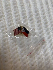 New Gold Metal United States & Philippines Side by Side Flag Pin, 1 inch - Picture 1 of 2