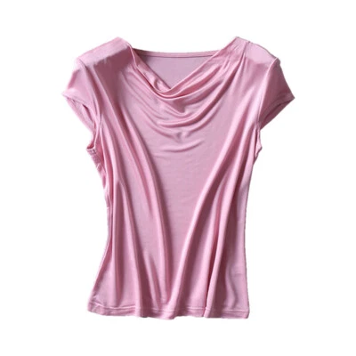 Womens Silk Daily T-Shirts Tops Casual Leisure Shirt Sleeveless Silver Clothes - Image 1 of 4