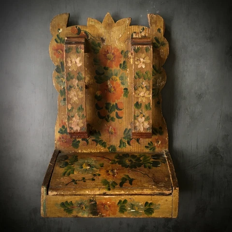 19th Century Primitive Painted Candle Box Wall Hanging Cupboard Circa 1845 Cover