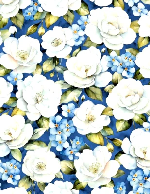 WILMINGTON#33899 417 "BLUE HARMONY"OVER ALL LARGE FLORAL. BTP FREE WITH PURCHASE - Изображение 1 из 2