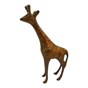 Aged Brass Giraffe Figurine Decor Safari - Picture 1 of 10