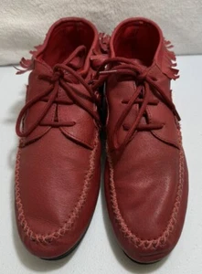 Vintage 80er Jahre DAMEN 9 ROTE FRANSEN LEDER BOOTIES HUNTER’S RUN STIEFEL SCHUHE - Bild 1 von 5
