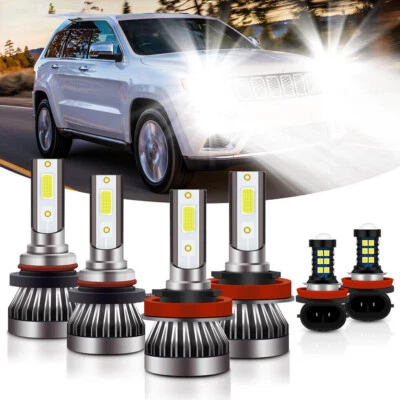 For Jeep Grand Cherokee 2014-2017 - 6PC 6000K LED Headlight + Fog Light Bulb Kit - Image 1 of 4