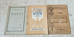 3 Antichi spartiti musicale Opere Verdi De Flotow Sem Benelli Edizioni Ricordi - Imagen 1 de 2