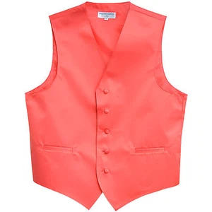 Nuevo Hombre Esmoquin Chaleco Coral Solo Formal Boda Fiesta 5XL 6XL - Imagen 1 de 3
