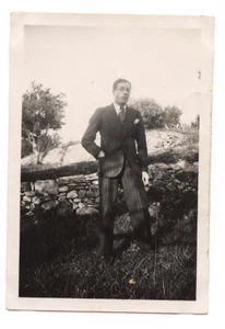 Portrait Mann Anzug gestreift - altes Foto Amateur An. 1930 - Bild 1 von 1