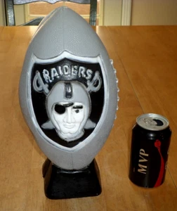 [NFL] RAIDERS TEAM, [3-D] FOOTBALL, 12.25" TALL, PLASTER COIN BANK, [HANDMADE] - Picture 1 of 10