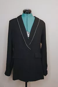 Jennifer Lopez Blazer Rhinestone Lined Black NWT Size M Medium - Picture 1 of 11