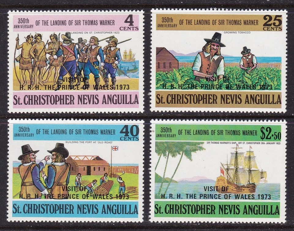 ST. KITTS-NEVIS #266-269 MNH OVERPRINT VISIT OF PRINCE CHARLES - Image 1 of 1