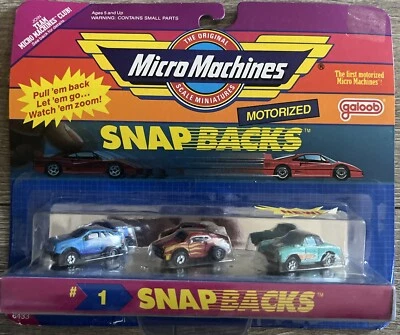Micro Machines Motorized Snap Backs #1 1989 CUT CARD Sealed Vette Shelby GT - Image 1 of 4