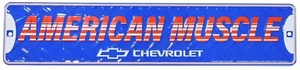 American Muscle Chevrolet Blue Diamond Deck Metal Plate Sign - Licensed - Picture 1 of 2