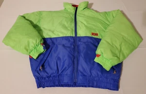 CB Sports Winter Ski Puffer Jacket Men’s L Colorblock Green Blue Red Full Zip - Picture 1 of 8