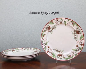 NUEVO EN CAJA Plato de Cena Pottery Barn Holiday FOREST GNOME GRES SET/4 * Navidad - Imagen 1 de 1