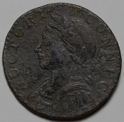 1787 Connecticut Colonial Copper Coin - Mailed Bust Left - Corrosion - Image 1 of 4