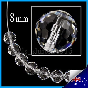 10/30/70 8mm-Clear Faceted Round Crystal Disco Ball Beads Jewelry Accessories - Picture 1 of 10