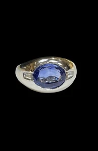 Stunning Bvlgari 18k White Gold Ceylon No Heat Sapphire Diamond Ring - Picture 1 of 8