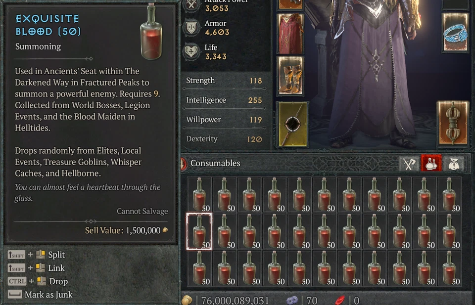 D4 Diablo 4 Stagione 10 500x Squisito Signore del Sangue Zir Vaso di Odio