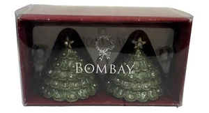 Set of 2 VTG Bombay Company Christmas Tree Brass Trinket Boxes Votive Holders - Picture 1 of 7