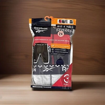 Paquete de 3 calzoncillos boxer Reebok para hombre talla 2XL multicolor 9" entrepierna Foto 1 de 4